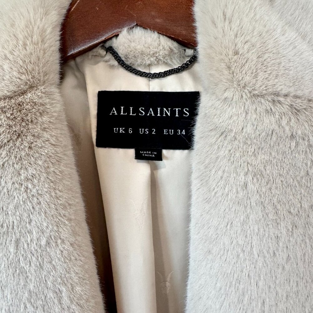 All Saints Amice Faux Fur Jacket in Alpaca White Size 2 - Picture 4 of 5